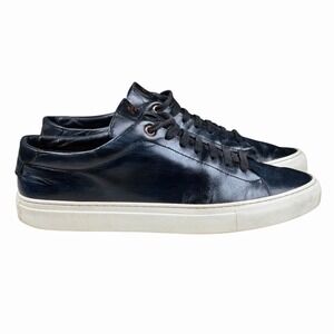 Good Man Brand Men's Low Top Sneaker Shoes Size 10 M Leather Black Made In Italy